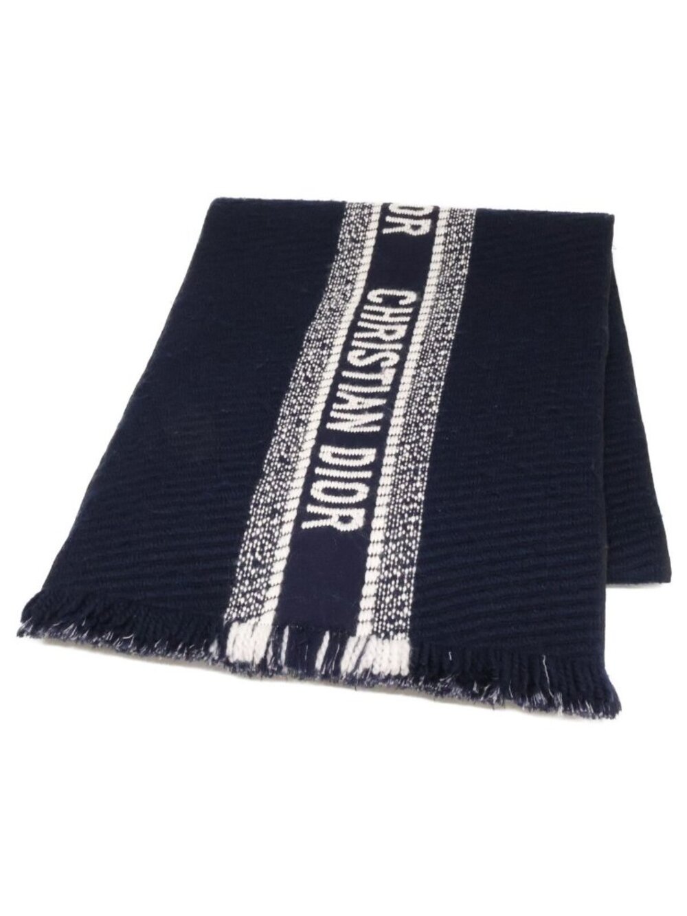 Dior Oblique Logo Embroidery Wool Silk Scarf